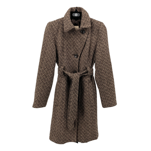 Covington Tweed Herringbone Belted Mid-Length Coat - Picture 3 of 10